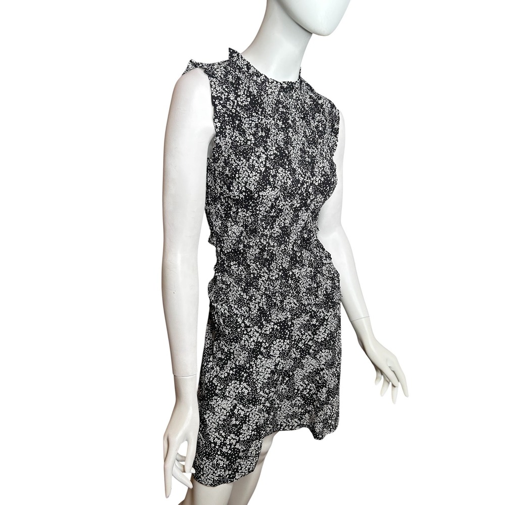 Madewell Smocked Crewneck Mini Dress in Floral Size 0 Black NWT - Picture 5 of 16